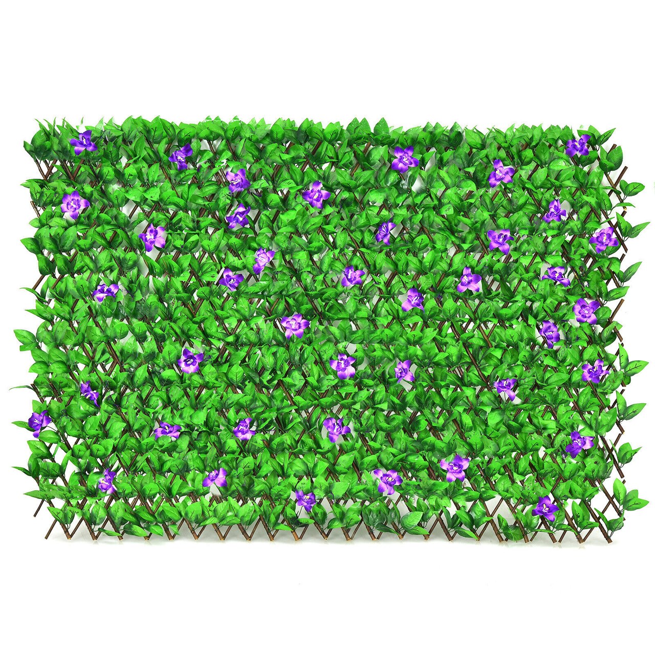 4 Pieces Expandable Faux Ivy Privacy Screen Fence Panel Pack with Flower